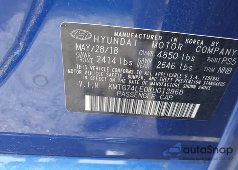 2019 Genesis G70 3.3T Advanced из США, поврежденный, VIN KMTG74LE0KU013868